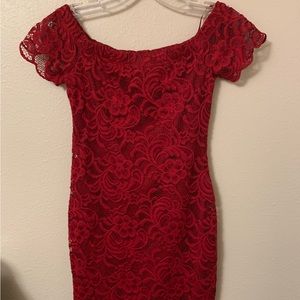 Midi red off the shoulder lace holiday sheath dress Rue 21 Size M junior